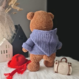 Ursulețul Paddington croșetat  cu valiză cadou din bumbac! - jucării și echipamente pentru copii - plușuri - personaje de basm din pluș - Artynos.ro