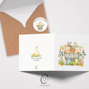 Carte poștală de Paște, felicitare iepuraș, card cadou -  - Artynos.ro