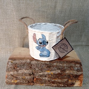 Cos din hartie tesuta cu model Stitch - Artynos.ro