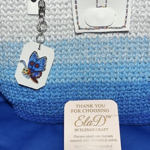 Geanta crosetata handmade ElaD albastru degrade eleganta dama - genți și portofele - accesorii genți - breloc - Artynos.ro
