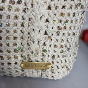Geantă croșetată handmade cu mânere din bambus � model unicat - genți și portofele - accesorii genți - breloc - Artynos.ro