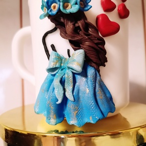 Cana decorata cu fimo /balerina, , Plastilină, Ceramică, ARTYNOS