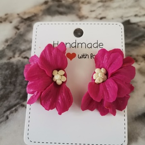 Cercei Flower Magenta, Bijuterii, Cercei, Cercei si ornamente pentru urechi, Plastilina, Altele, Produs realizat manual din lut polimeric! La cerere pot face si pe comanda, in culorile favorite! , ARTYNOS