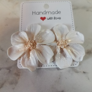 Cercei Bloom Statement White - accesorii nuntă - bijuterii mireasă - cercei mireasă - Artynos.ro