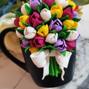 Cana cu lalele din fimo - crăciun - cadouri de moș crăciun - cadouri de moș crăciun - Artynos.ro