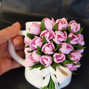 Cana cu lalele din fimo - crăciun - cadouri de moș crăciun - cadouri de moș crăciun - Artynos.ro