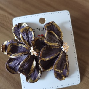 Cercei Semiflor GoldPlum, Bijuterii, Cercei, Cercei si ornamente pentru urechi, Plastilina, ARTYNOS