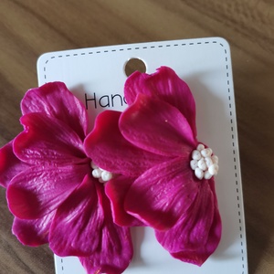 Cercei Semiflor Magenta, Bijuterii, Cercei, Cercei si ornamente pentru urechi, Plastilina, Altele, ARTYNOS