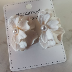 Cercei Semiflor White 2, Accesorii nunta, Bijuterii mireasa, Cercei mireasa, Altele, ARTYNOS
