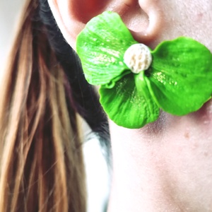 Cercei Semiflor Verde lime  - bijuterii - cercei - Artynos.ro