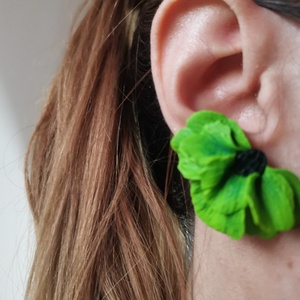 Cercei Semiflor Verde lime 2 - bijuterii - cercei - Artynos.ro