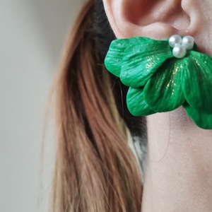 Cercei Semiflor Verde 1 - bijuterii - cercei - Artynos.ro