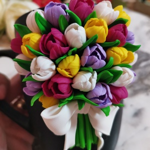Cana lalele multicolore - accesorii nuntă - amintiri și cadouri de nuntă - cadou nuntă - pahar de nuntă, set de sticlă - Artynos.ro