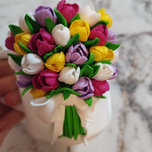 Cana lalele multicolore - accesorii nuntă - amintiri și cadouri de nuntă - cadou nuntă - pahar de nuntă, set de sticlă - Artynos.ro