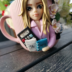 Cana personalizata cu figurina - expert contabil  - crăciun - cadouri de moș crăciun - cadouri de moș crăciun - Artynos.ro