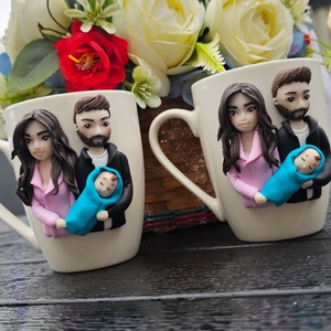 Cana personalizata famile cu bebelus - cadou perfect si original - crăciun - cadouri de moș crăciun - cadouri de moș crăciun - Artynos.ro