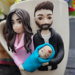 Cana personalizata famile cu bebelus - cadou perfect si original - crăciun - cadouri de moș crăciun - cadouri de moș crăciun - Artynos.ro