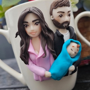 Cana personalizata famile cu bebelus - cadou perfect si original - crăciun - cadouri de moș crăciun - cadouri de moș crăciun - Artynos.ro