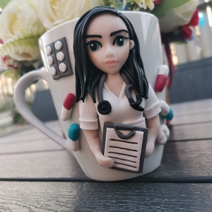 Cana personalizata cu figurina 3d pentru asistenta , Casa & Stil de viata, Seturi de cadou, Plastilina, ARTYNOS