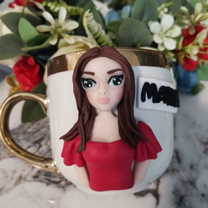 Cana personalizata cu figurina satena cu ochelari - casă & stil de viață - seturi de cadou - Artynos.ro