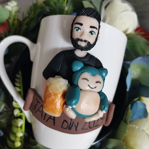 Cana personalizata barbat/tata cu bere si pokemon , Casa & Stil de viata, Seturi de cadou, Altele, Plastilina, ARTYNOS
