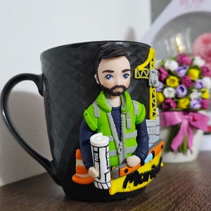 Cana personalizata cu figurina inginer constructor 2 - casă & stil de viață - seturi de cadou - Artynos.ro