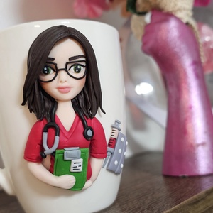 Cana personalizata cu figurina 3d pentru asistenta medicala, Casa & Stil de viata, Seturi de cadou, Plastilina,  Cana se poate realiza la comanda,adaptata oricarei profesii sau pasiuni - fie ca esti medic,profes..., ARTYNOS