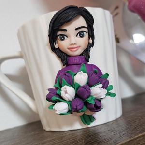 Cana personalizata cu figurina  3d si lalele, Casa & Stil de viata, Seturi de cadou, Altele, Plastilina, ARTYNOS