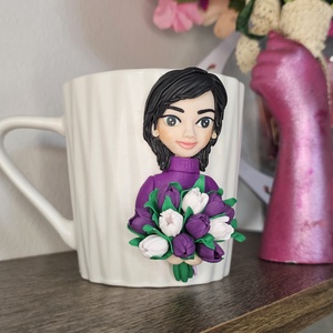 Cana personalizata cu figurina  3d si lalele - casă & stil de viață - seturi de cadou - Artynos.ro