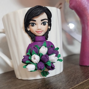 Cana personalizata cu figurina  3d si lalele - casă & stil de viață - seturi de cadou - Artynos.ro