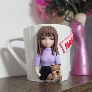 Cana personalizata pentru nasa cu figurina 3d si caine american bully - casă & stil de viață - seturi de cadou - Artynos.ro