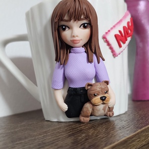 Cana personalizata pentru nasa cu figurina 3d si caine american bully - casă & stil de viață - seturi de cadou - Artynos.ro
