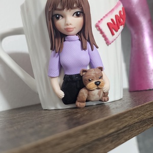 Cana personalizata pentru nasa cu figurina 3d si caine american bully - casă & stil de viață - seturi de cadou - Artynos.ro