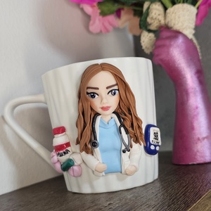 Cana personalizata cu figurina 3d medic diabetolog, Casa & Stil de viata, Seturi de cadou, Plastilina, Altele, ARTYNOS