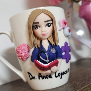 Cana personalizata cu figurina 3d medic psiholog , Casa & Stil de viata, Seturi de cadou, Plastilina, ARTYNOS