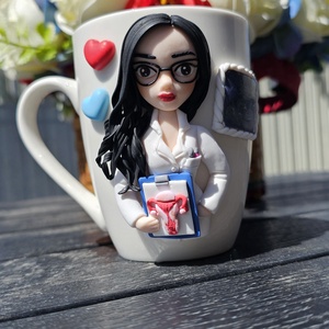 Cana personalizata medic obstretica ginecologie , Craciun, Cadouri de Mos Craciun, Cadouri de Mos Craciun, Plastilina, Cana se poate realiza la comanda,adaptata oricarei profesii sau pasiuni - fie ca esti medic,profeso..., ARTYNOS