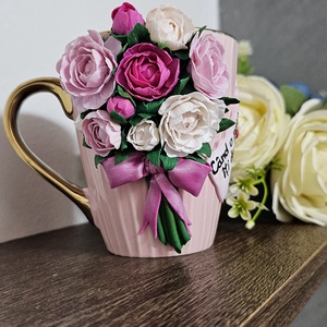 Cana personalizata buchet de bujori si mesaj - crăciun - cadouri de moș crăciun - cadouri de moș crăciun - Artynos.ro