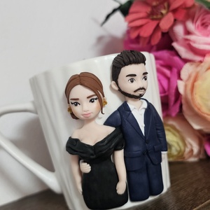 Cana personalizata cu figurine 3d cuplu  - Artynos.ro