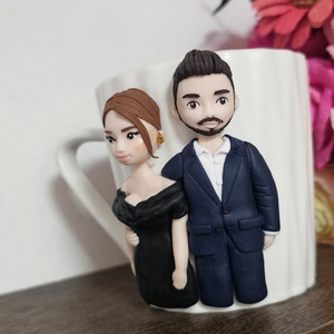 Cana personalizata cu figurine 3d cuplu  - crăciun - cadouri de moș crăciun - cadouri de moș crăciun - Artynos.ro