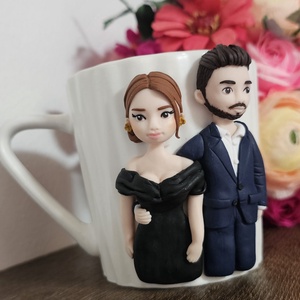 Cana personalizata cu figurine 3d cuplu  - crăciun - cadouri de moș crăciun - cadouri de moș crăciun - Artynos.ro