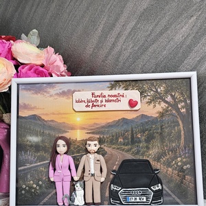 Tablou personalizat cu figurine din Fimo - realizat la comanda - casă & stil de viață - decorațiuni de casă - decorațiuni de pereți - tablou cu licheni - Artynos.ro