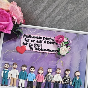 Tablou personalizat cu figurine din Fimo - realizat la comanda - casă & stil de viață - decorațiuni de casă - decorațiuni de pereți - tablou cu licheni - Artynos.ro