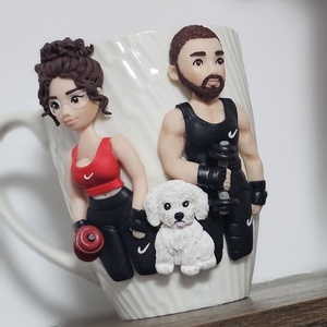 Cana personalizata cu figurine 3d cuplu  - crăciun - cadouri de moș crăciun - cadouri de moș crăciun - Artynos.ro