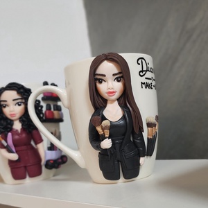 Cana decorata cu fimo nail artist/make-up artist - casă & stil de viață - echipamente de bucătărie - accesorii de servire - căni - Artynos.ro