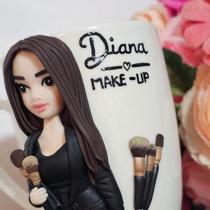 Cana decorata cu fimo make-up artist/nail artist - casă & stil de viață - echipamente de bucătărie - accesorii de servire - căni - Artynos.ro