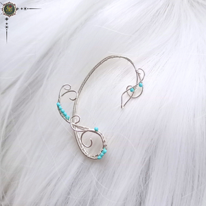 Cercel ear wrap Silver and Turquoise, Bijuterii, Cercei, Cercei și ornamente pentru urechi, Confecționarea bijuteriilor, ARTYNOS