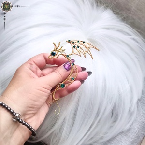 Cercel ear wrap Golden Dragon - bijuterii - cercei - cercei și ornamente pentru urechi - Artynos.ro