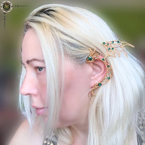 Cercel ear wrap Golden Dragon - bijuterii - cercei - cercei și ornamente pentru urechi - Artynos.ro