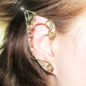 Cercei urechi de elf Golden Swirls, Bijuterii, Cercei, Cercei și ornamente pentru urechi, Confecționarea bijuteriilor, ARTYNOS