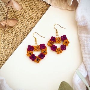 Cercei inima - Floral Flame, Bijuterii, Cercei, Cercei cu figurine, Confectionarea bijuteriilor, Lucrare cu argila, ARTYNOS